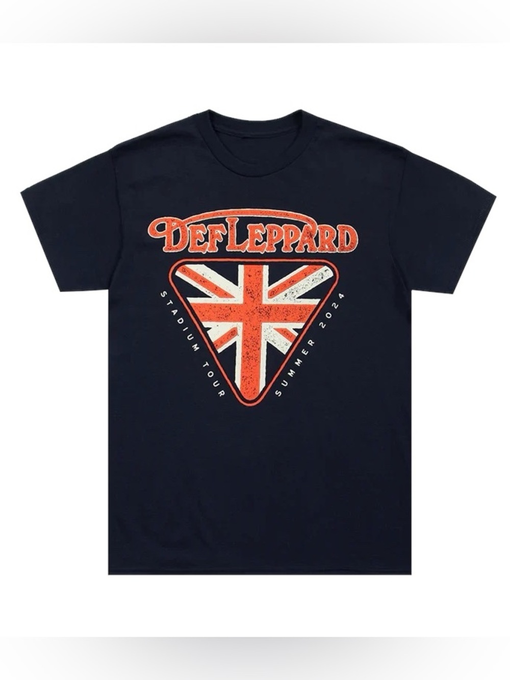 Def Leppard Gildan Tag EUC Union Jack Summer Stadium Tour 2024 Navy T-Shirt 2X
